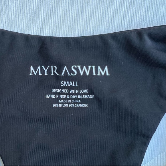 NEW Myra Swim Ivana Thong Bikini Swimsuit Bottoms Black Size Small NWT - Picture 6 of 7